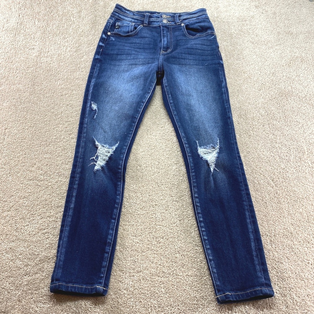 KanCan Skinny Jeans Womens 26 Blue Excellent Distressed High Rise 128035‎